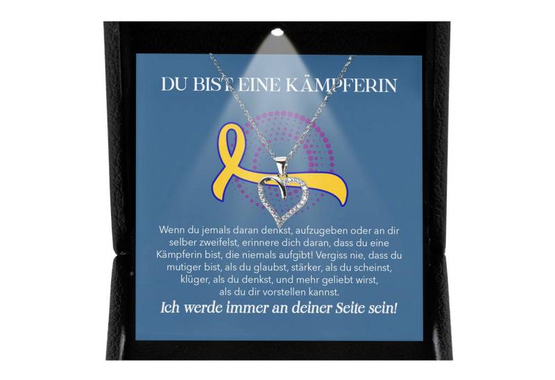 22Feels Schmuckset Blasenkrebs Patientin Geschenk Therapie Herz Halskette (inkl. Geschenktasche, Karte, Poliertuch, Beutel), Premium Licht Etui, Silber 925/000, Karte Made In Germany von 22Feels
