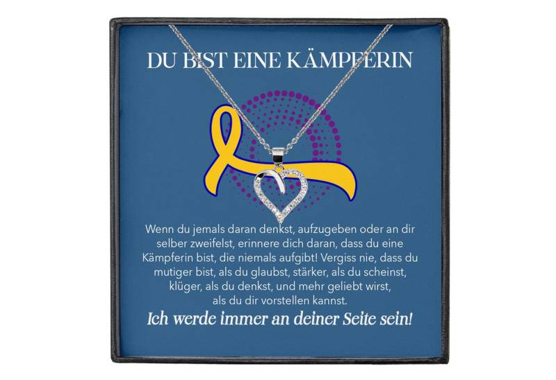 22Feels Schmuckset Blasenkrebs Patientin Geschenk Therapie Herz Halskette (inkl. Geschenktasche, Karte, Poliertuch, Beutel), Silber 925/000, Karte Made In Germany von 22Feels