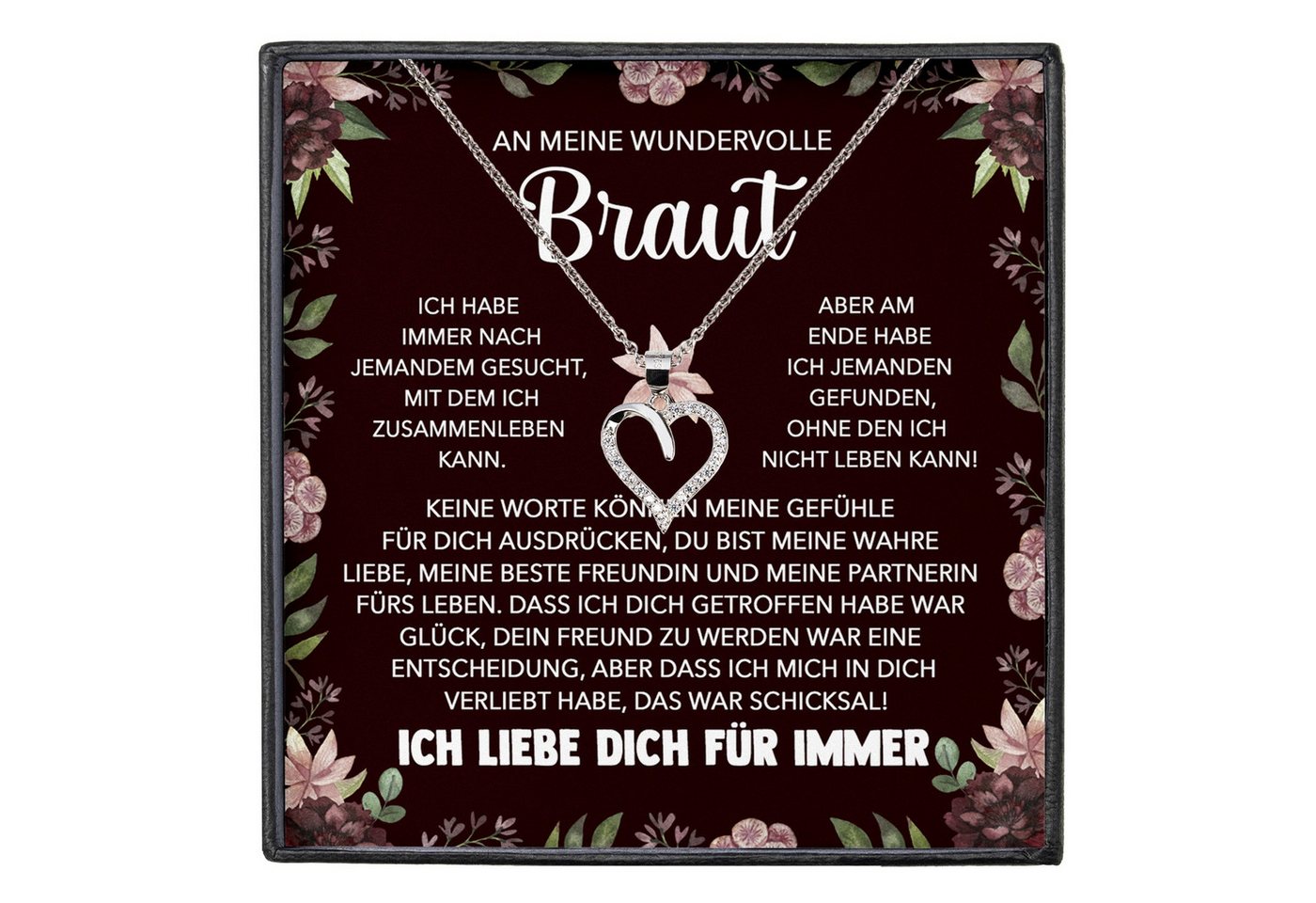 22Feels Schmuckset Braut Geschenk von Bräutigam Frauen Schmuck Verlobte Herz Halskette (inkl. Geschenktasche, Karte, Poliertuch, Beutel), Silber 925/000, Karte Made In Germany von 22Feels