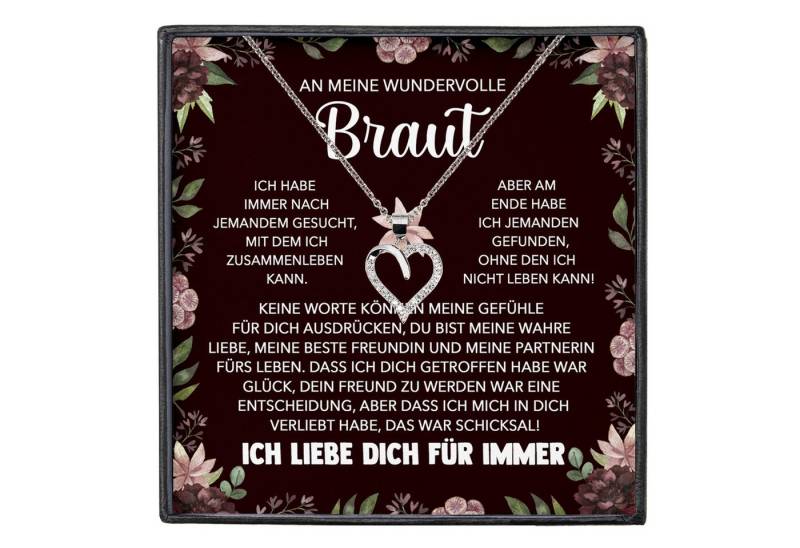 22Feels Schmuckset Braut Geschenk von Bräutigam Frauen Schmuck Verlobte Herz Halskette (inkl. Geschenktasche, Karte, Poliertuch, Beutel), Silber 925/000, Karte Made In Germany von 22Feels
