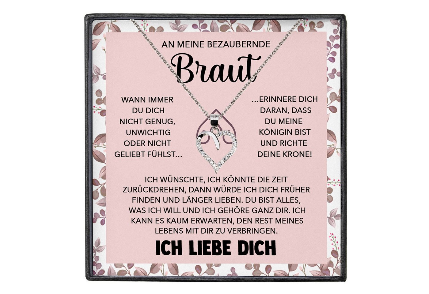 22Feels Schmuckset Braut Geschenk von Bräutigam Frauen Schmuck Verlobte Herz Halskette (inkl. Geschenktasche, Karte, Poliertuch, Beutel), Silber 925/000, Karte Made In Germany von 22Feels