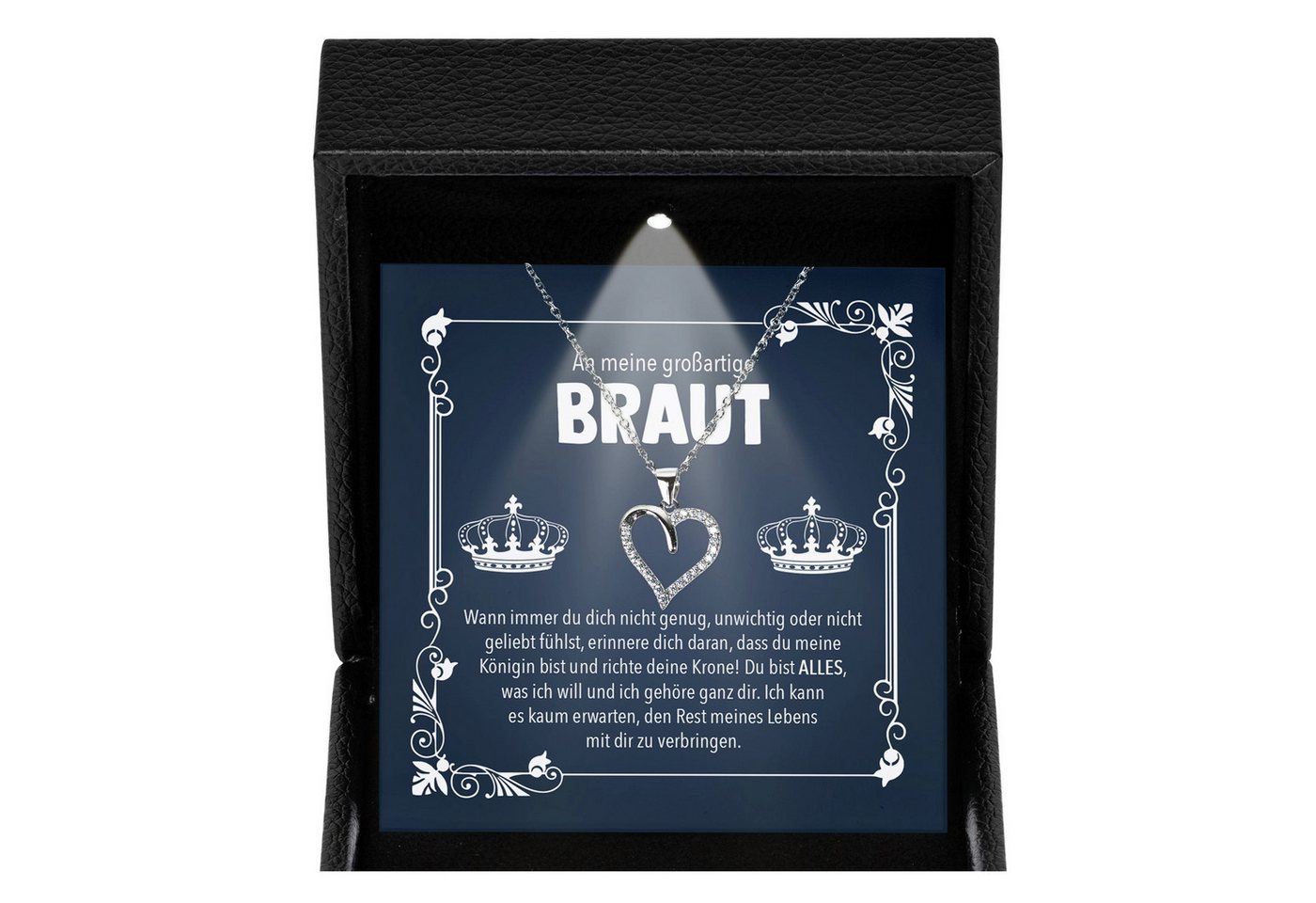 22Feels Schmuckset Braut Geschenk von Bräutigam Hochzeit Königin Frauen Herz Halskette (Geschenkset), Silber 925/000, Geschenkset Made In Germany, Premium Licht Etui von 22Feels