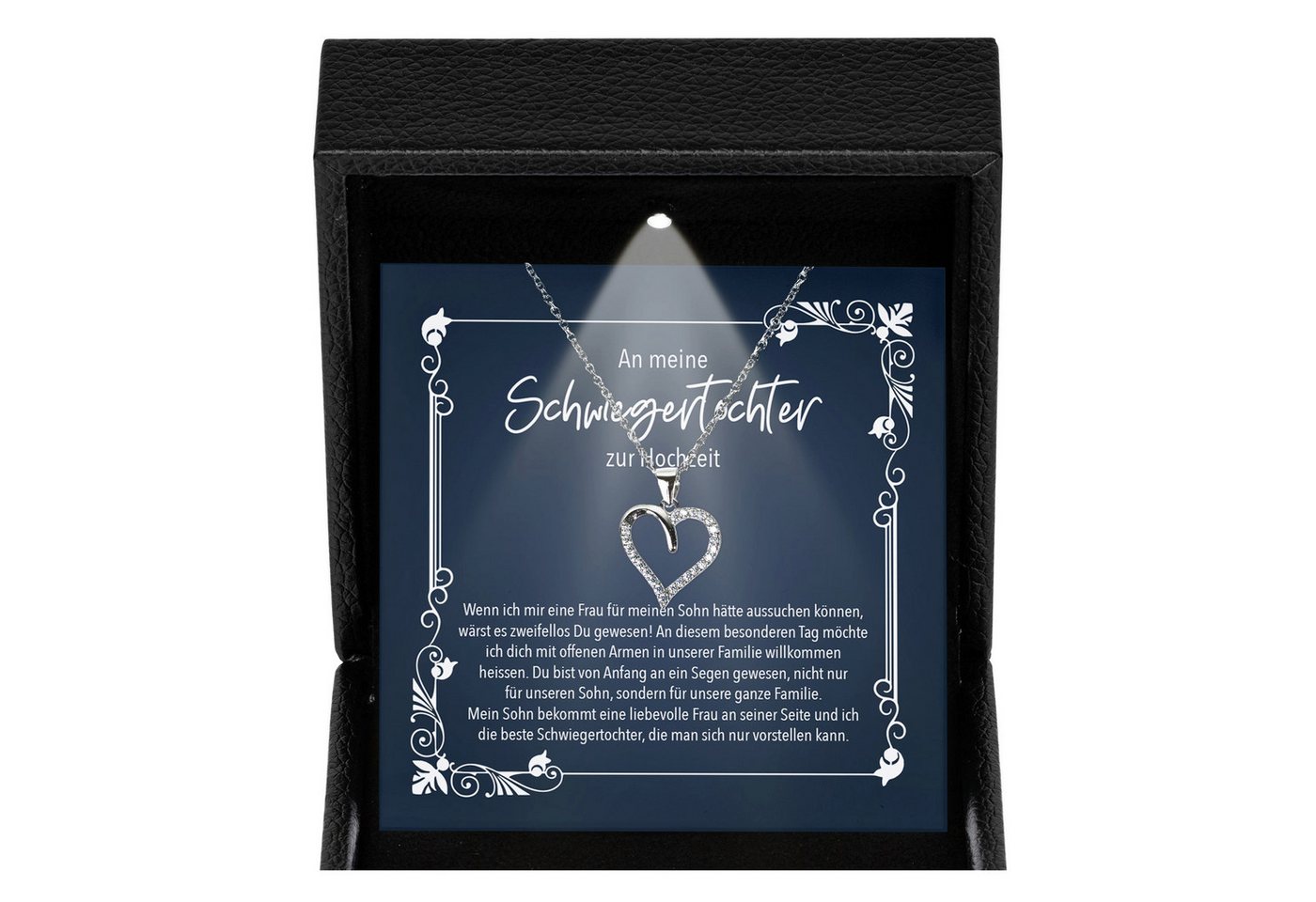 22Feels Schmuckset Braut Schwiegertochter Geschenk Hochzeit Frauen Schmuck Herz Halskette (Geschenkset), Silber 925/000, Geschenkset Made In Germany, Premium Licht Etui von 22Feels