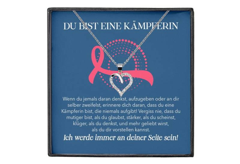 22Feels Schmuckset Brustkrebs Patientin Geschenk Therapie Herz Halskette (inkl. Geschenktasche, Karte, Poliertuch, Beutel), Silber 925/000, Karte Made In Germany von 22Feels