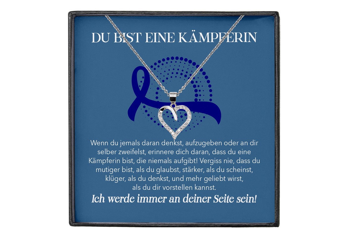 22Feels Schmuckset Darmkrebs Patientin Geschenk Therapie Herz Halskette (inkl. Geschenktasche, Karte, Poliertuch, Beutel), Silber 925/000, Karte Made In Germany von 22Feels