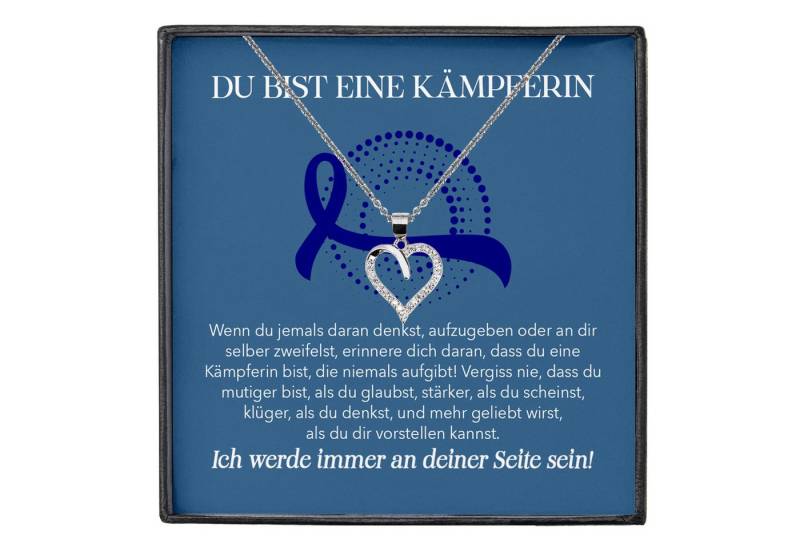 22Feels Schmuckset Darmkrebs Patientin Geschenk Therapie Herz Halskette (inkl. Geschenktasche, Karte, Poliertuch, Beutel), Silber 925/000, Karte Made In Germany von 22Feels