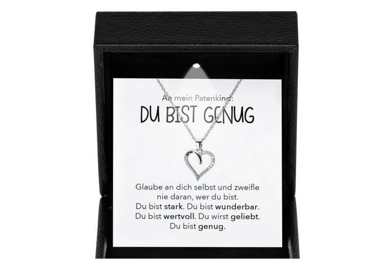 22Feels Schmuckset Du Bist Genug Patenkind Geschenk Mädchen Frauen Herz Halskette Collier (Geschenkset), Silber 925/000, Geschenkset Made In Germany, Premium Licht Etui von 22Feels