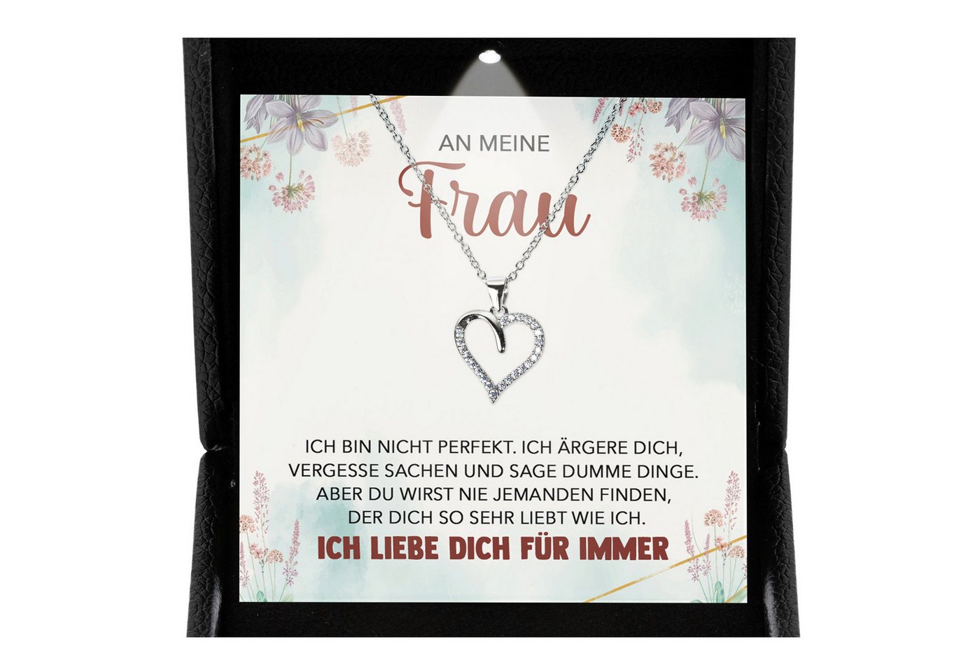 22Feels Schmuckset Ehefrau Geschenk Hochzeitstag Ich Liebe Dich Kette Herz Valentinstag (inkl. Geschenktasche, Karte, Poliertuch, Beutel), Premium Licht Etui, Silber 925/000, Karte Made In Germany von 22Feels