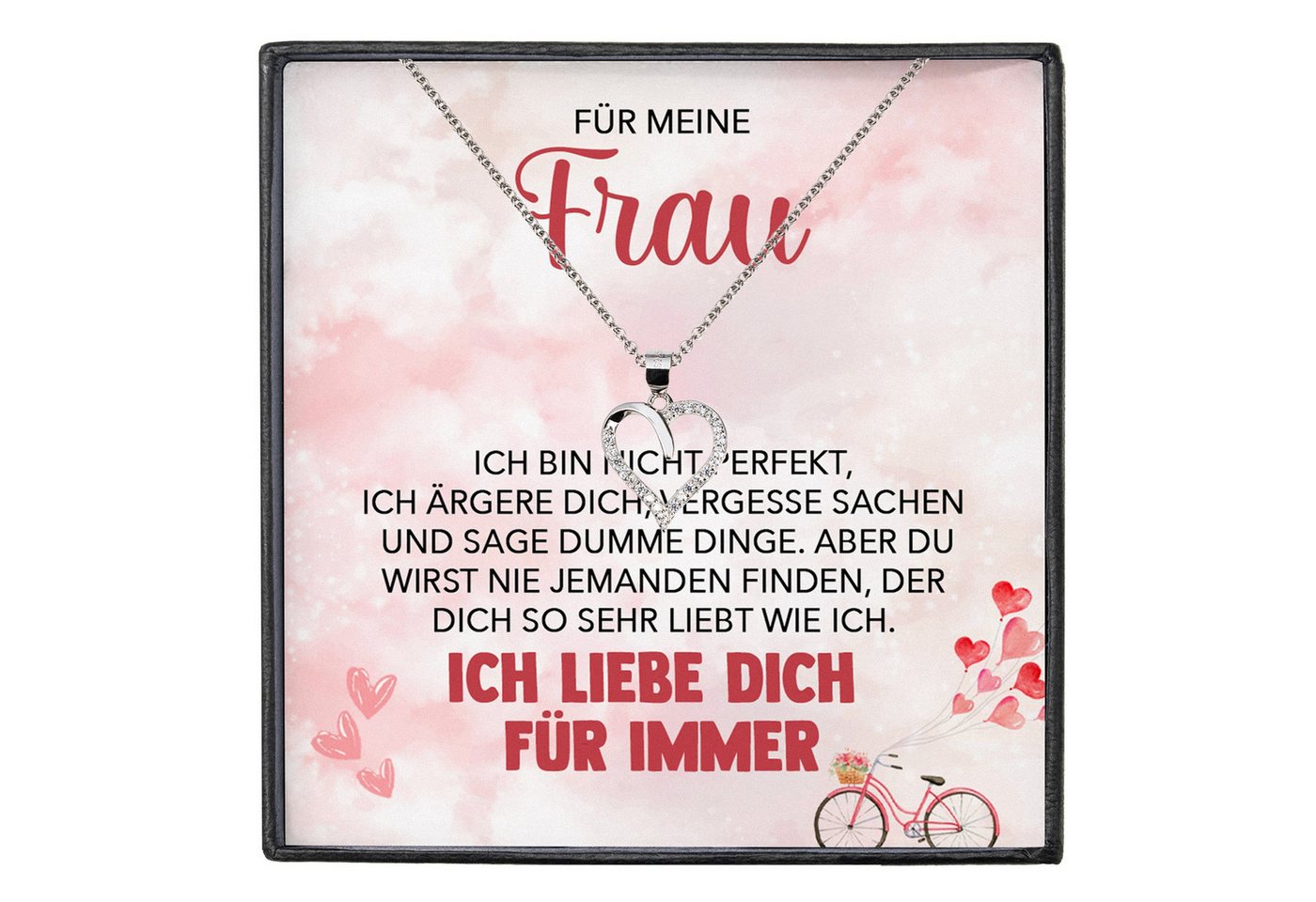 22Feels Schmuckset Ehefrau Ich Liebe Dich Geschenk Frauen Herz Kette Damen Hochzeitstag (inkl. Geschenktasche, Karte, Poliertuch, Beutel), Silber 925/000, Karte Made In Germany von 22Feels