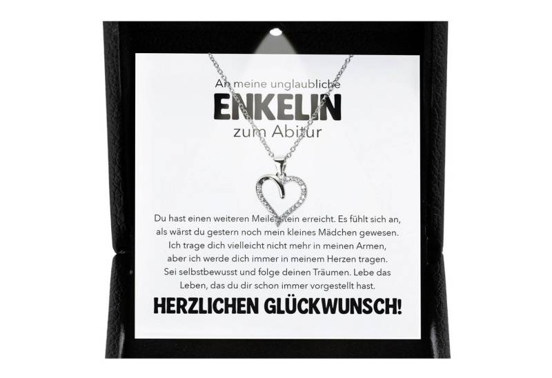 22Feels Schmuckset Enkelin Abitur Geschenk Mädchen Kette Herz Collier Damen Abifeier (inkl. Geschenktasche, Karte, Poliertuch, Beutel), Premium Licht Etui, Silber 925/000, Karte Made In Germany von 22Feels