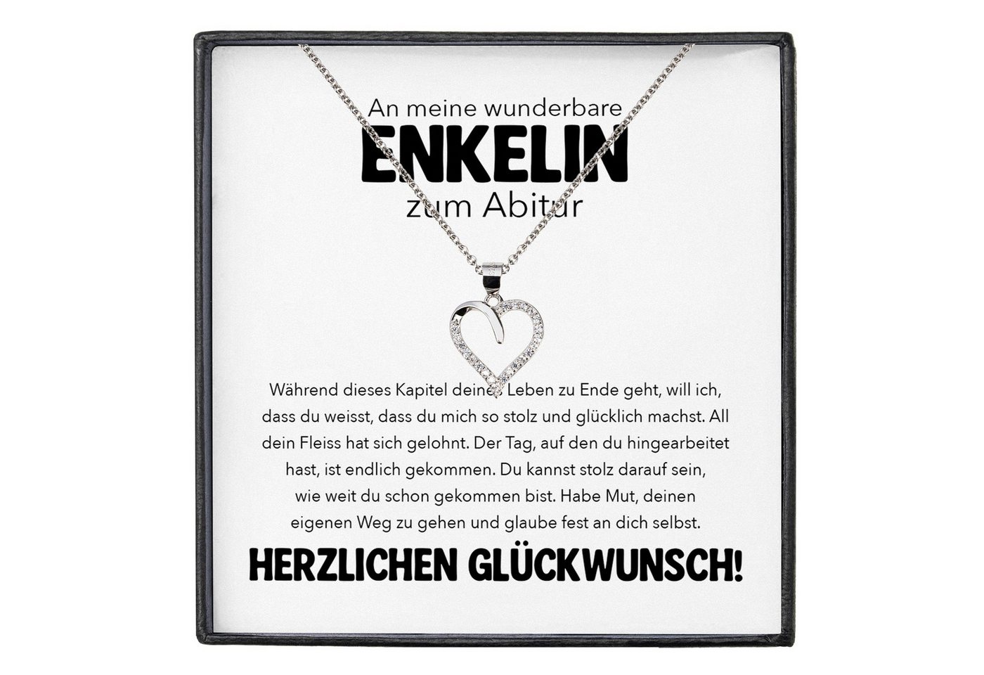 22Feels Schmuckset Enkelin Abitur Geschenk Mädchen Kette Herz Collier Damen Abifeier (inkl. Geschenktasche, Karte, Poliertuch, Beutel), Silber 925/000, Karte Made In Germany von 22Feels