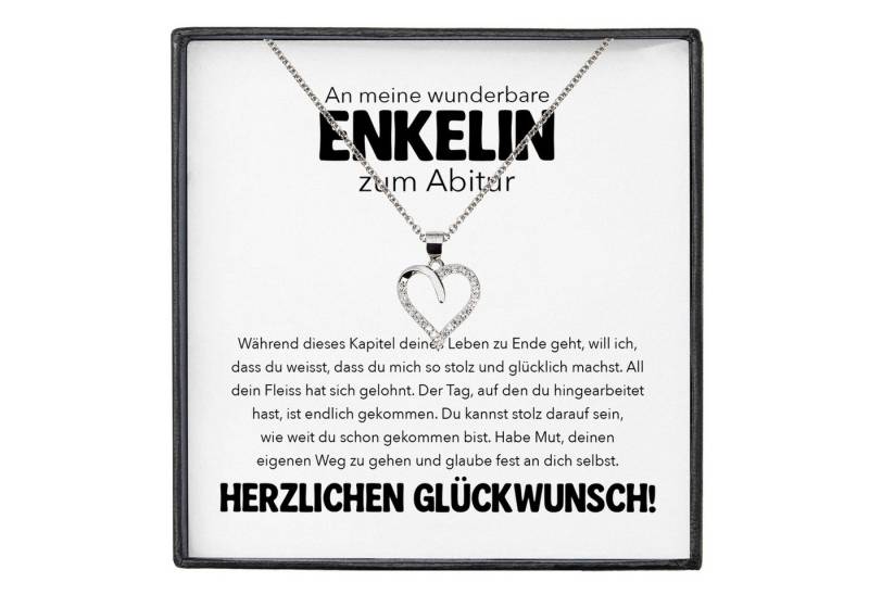 22Feels Schmuckset Enkelin Abitur Geschenk Mädchen Kette Herz Collier Damen Abifeier (inkl. Geschenktasche, Karte, Poliertuch, Beutel), Silber 925/000, Karte Made In Germany von 22Feels