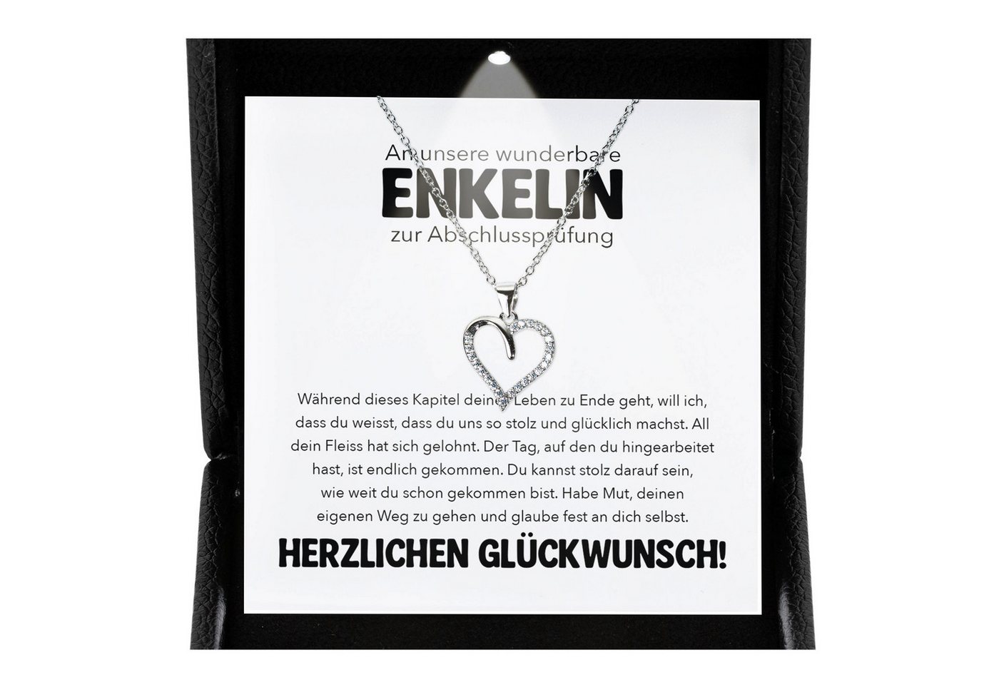 22Feels Schmuckset Enkelin Abschlussprüfung Geschenk Gesellenprüfung Frauen Halskette (inkl. Geschenktasche, Karte, Poliertuch, Beutel), Premium Licht Etui, Silber 925/000, Karte Made In Germany von 22Feels