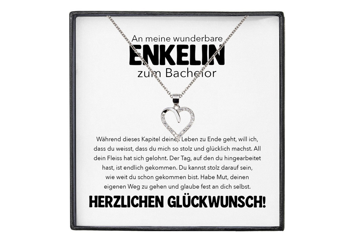22Feels Schmuckset Enkelin Geschenk zum Bachelor Hochschulabschluss Absolventenfeier Herz (inkl. Geschenktasche, Karte, Poliertuch, Beutel), Silber 925/000, Karte Made In Germany von 22Feels