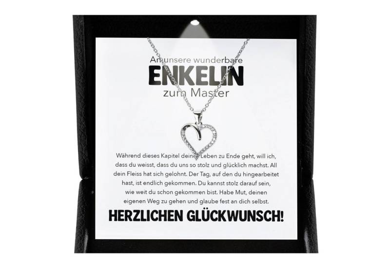 22Feels Schmuckset Enkelin Geschenk zum Master Hochschulabschluss Absolventenfeier Herz (inkl. Geschenktasche, Karte, Poliertuch, Beutel), Premium Licht Etui, Silber 925/000, Karte Made In Germany von 22Feels