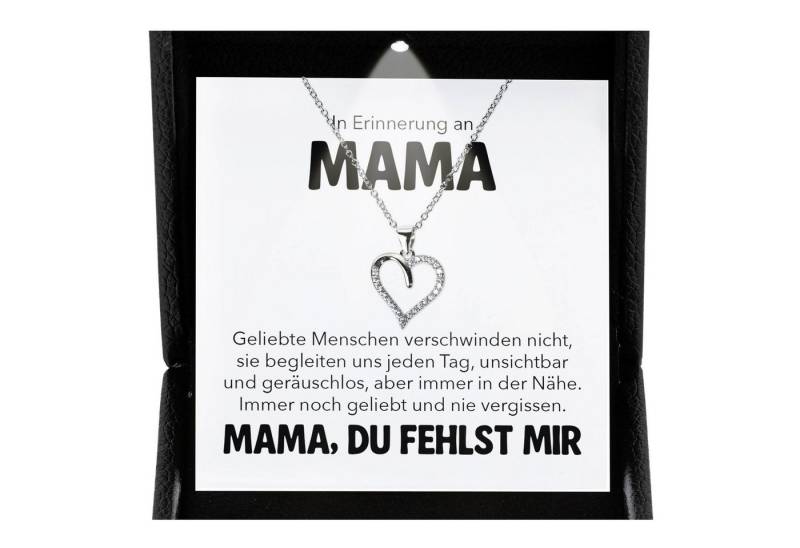 22Feels Schmuckset Erinnerung An Mama Trauer Andenken Kondolenz-Geschenk Herz Halskette (inkl. Geschenktasche, Karte, Poliertuch, Beutel), Premium Licht Etui, Silber 925/000, Karte Made In Germany von 22Feels