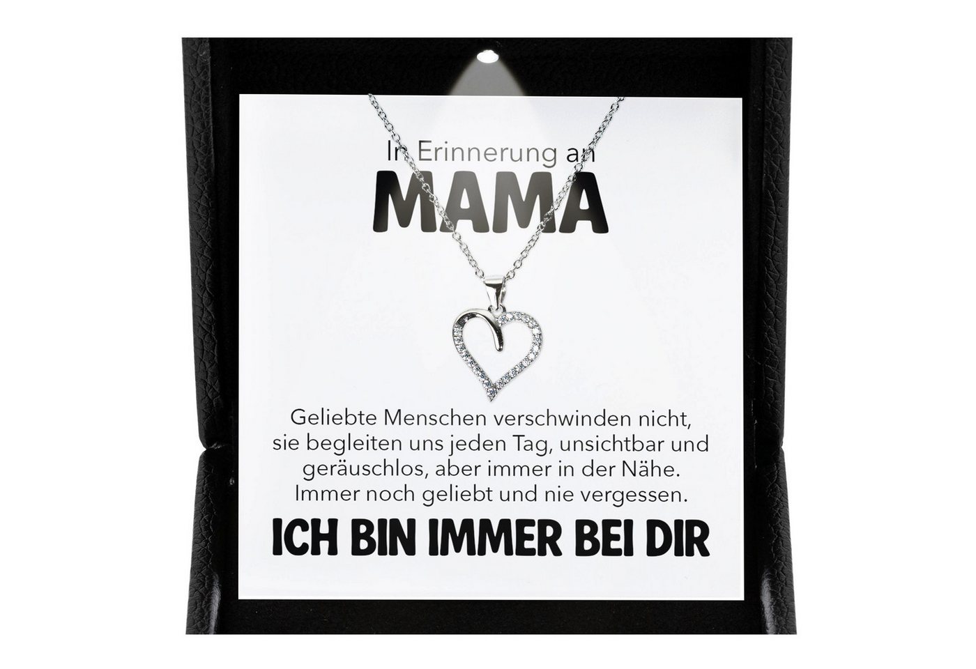 22Feels Schmuckset Erinnerung An Mama Trauer Andenken Kondolenz-Geschenk Herz Halskette (inkl. Geschenktasche, Karte, Poliertuch, Beutel), Premium Licht Etui, Silber 925/000, Karte Made In Germany von 22Feels
