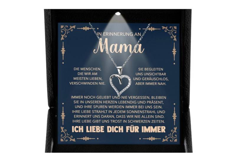 22Feels Schmuckset Erinnerung An Mama Trauer Andenken Kondolenz-Geschenk Herz Halskette (inkl. Geschenktasche, Karte, Poliertuch, Beutel), Premium Licht Etui, Silber 925/000, Karte Made In Germany von 22Feels