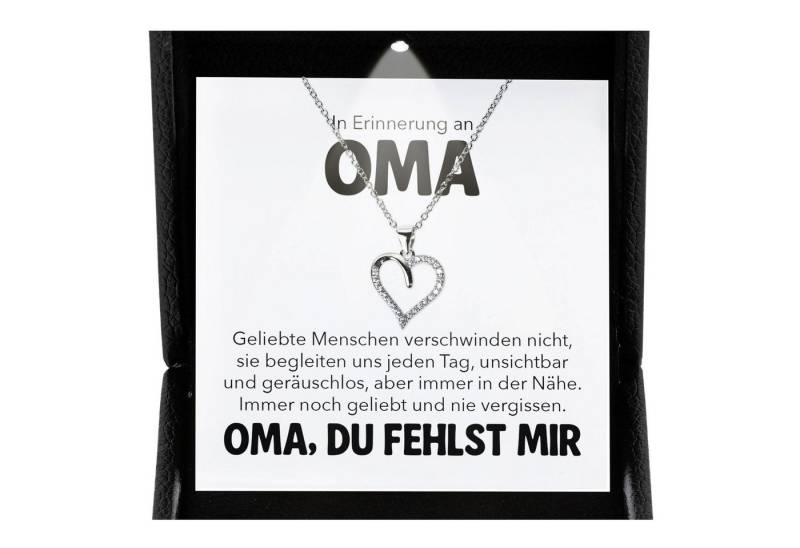 22Feels Schmuckset Erinnerung An Oma Trauer Andenken Kondolenz-Geschenk Herz Halskette (inkl. Geschenktasche, Karte, Poliertuch, Beutel), Premium Licht Etui, Silber 925/000, Karte Made In Germany von 22Feels