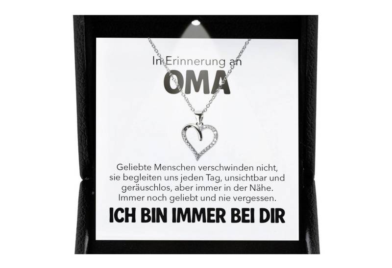 22Feels Schmuckset Erinnerung An Oma Trauer Andenken Kondolenz-Geschenk Herz Halskette (inkl. Geschenktasche, Karte, Poliertuch, Beutel), Premium Licht Etui, Silber 925/000, Karte Made In Germany von 22Feels