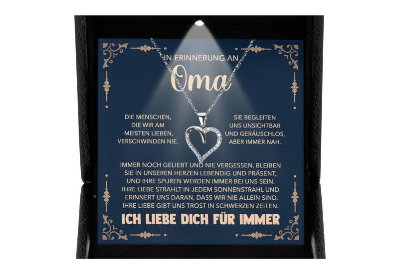 22Feels Schmuckset Erinnerung An Oma Trauer Andenken Kondolenz-Geschenk Herz Halskette (inkl. Geschenktasche, Karte, Poliertuch, Beutel), Premium Licht Etui, Silber 925/000, Karte Made In Germany von 22Feels