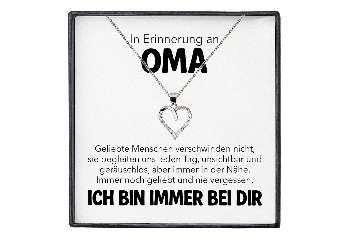 22Feels Schmuckset Erinnerung An Oma Trauer Andenken Kondolenz-Geschenk Herz Halskette (inkl. Geschenktasche, Karte, Poliertuch, Beutel), Silber 925/000, Karte Made In Germany von 22Feels