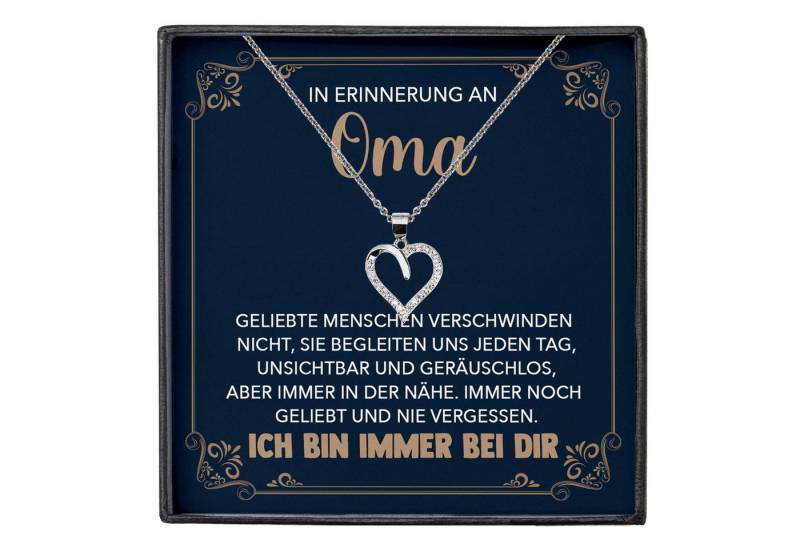 22Feels Schmuckset Erinnerung An Oma Trauer Andenken Kondolenz-Geschenk Herz Halskette (inkl. Geschenktasche, Karte, Poliertuch, Beutel), Silber 925/000, Karte Made In Germany von 22Feels
