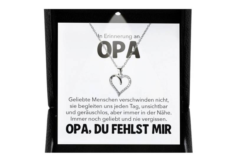 22Feels Schmuckset Erinnerung An Opa Trauer Andenken Kondolenz-Geschenk Herz Halskette (inkl. Geschenktasche, Karte, Poliertuch, Beutel), Premium Licht Etui, Silber 925/000, Karte Made In Germany von 22Feels