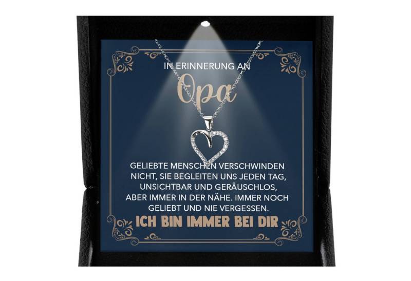 22Feels Schmuckset Erinnerung An Opa Trauer Andenken Kondolenz-Geschenk Herz Halskette (inkl. Geschenktasche, Karte, Poliertuch, Beutel), Premium Licht Etui, Silber 925/000, Karte Made In Germany von 22Feels