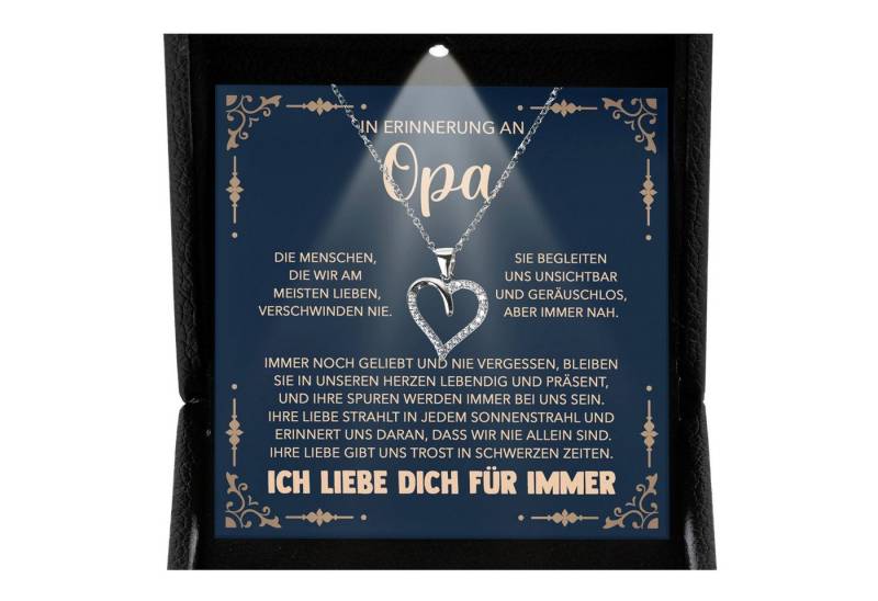 22Feels Schmuckset Erinnerung An Opa Trauer Andenken Kondolenz-Geschenk Herz Halskette (inkl. Geschenktasche, Karte, Poliertuch, Beutel), Premium Licht Etui, Silber 925/000, Karte Made In Germany von 22Feels