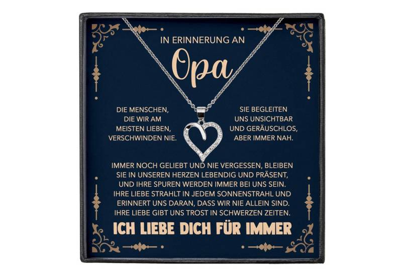 22Feels Schmuckset Erinnerung An Opa Trauer Andenken Kondolenz-Geschenk Herz Halskette (inkl. Geschenktasche, Karte, Poliertuch, Beutel), Silber 925/000, Karte Made In Germany von 22Feels