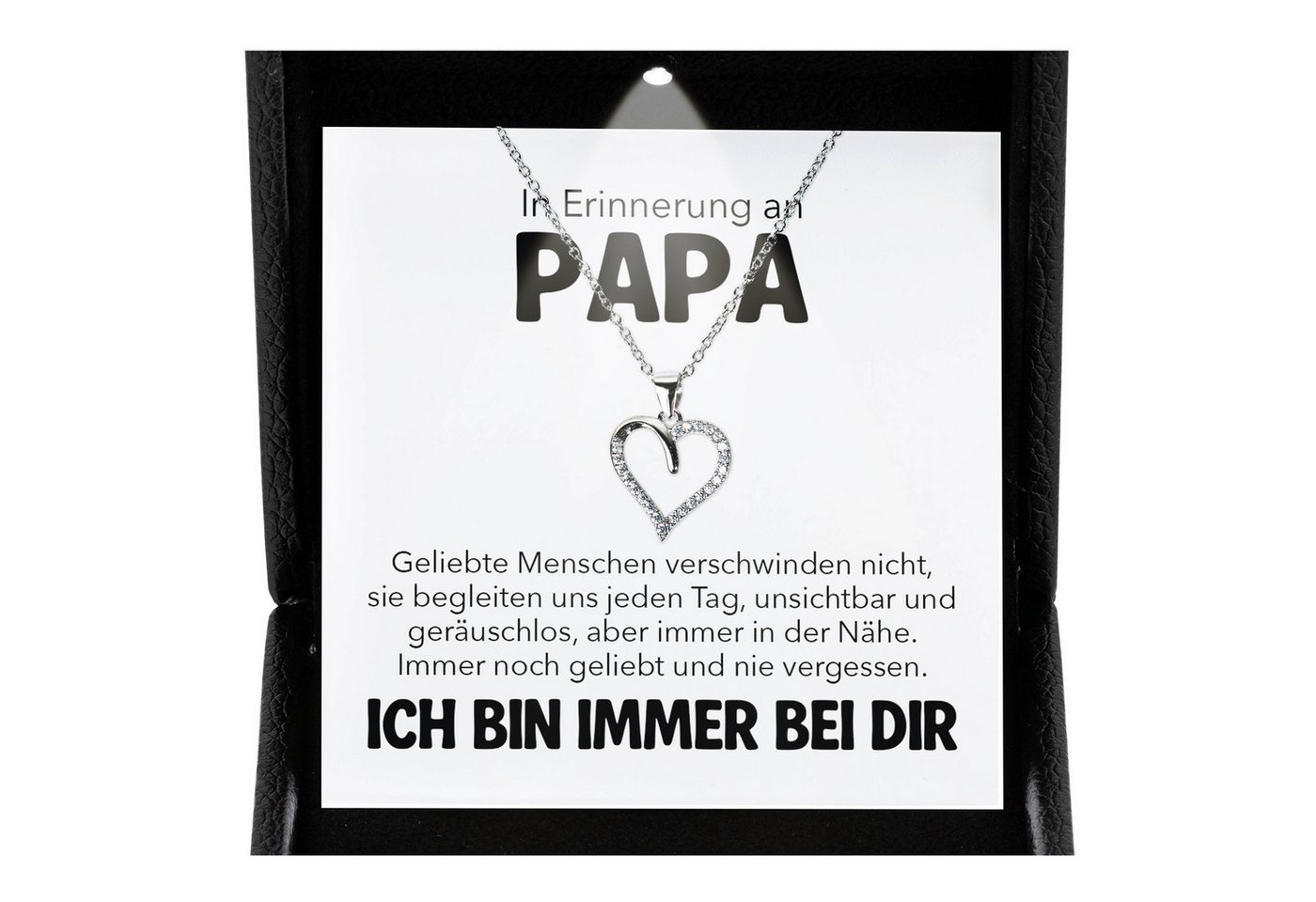 22Feels Schmuckset Erinnerung An Papa Trauer Andenken Kondolenz-Geschenk Herz Halskette (inkl. Geschenktasche, Karte, Poliertuch, Beutel), Premium Licht Etui, Silber 925/000, Karte Made In Germany von 22Feels
