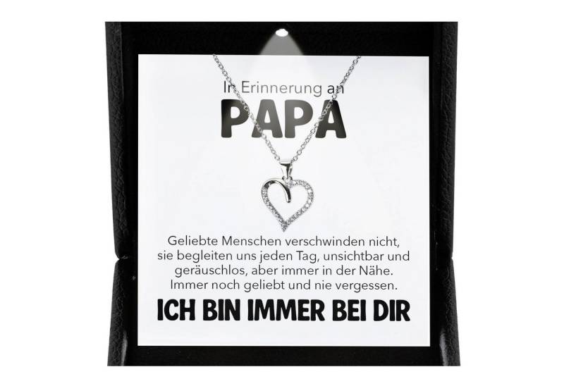 22Feels Schmuckset Erinnerung An Papa Trauer Andenken Kondolenz-Geschenk Herz Halskette (inkl. Geschenktasche, Karte, Poliertuch, Beutel), Premium Licht Etui, Silber 925/000, Karte Made In Germany von 22Feels