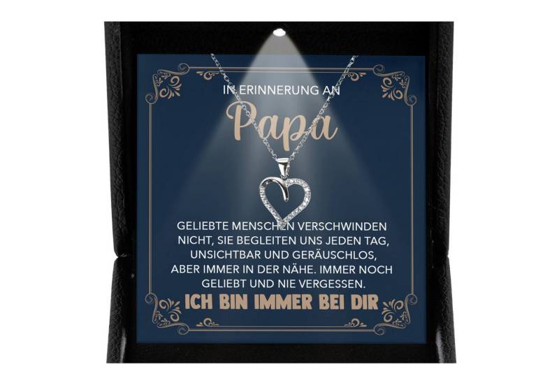 22Feels Schmuckset Erinnerung An Papa Trauer Andenken Kondolenz-Geschenk Herz Halskette (inkl. Geschenktasche, Karte, Poliertuch, Beutel), Premium Licht Etui, Silber 925/000, Karte Made In Germany von 22Feels