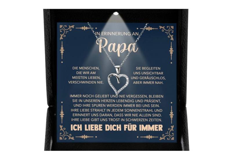 22Feels Schmuckset Erinnerung An Papa Trauer Andenken Kondolenz-Geschenk Herz Halskette (inkl. Geschenktasche, Karte, Poliertuch, Beutel), Premium Licht Etui, Silber 925/000, Karte Made In Germany von 22Feels