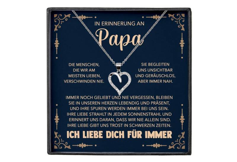 22Feels Schmuckset Erinnerung An Papa Trauer Andenken Kondolenz-Geschenk Herz Halskette (inkl. Geschenktasche, Karte, Poliertuch, Beutel), Silber 925/000, Karte Made In Germany von 22Feels
