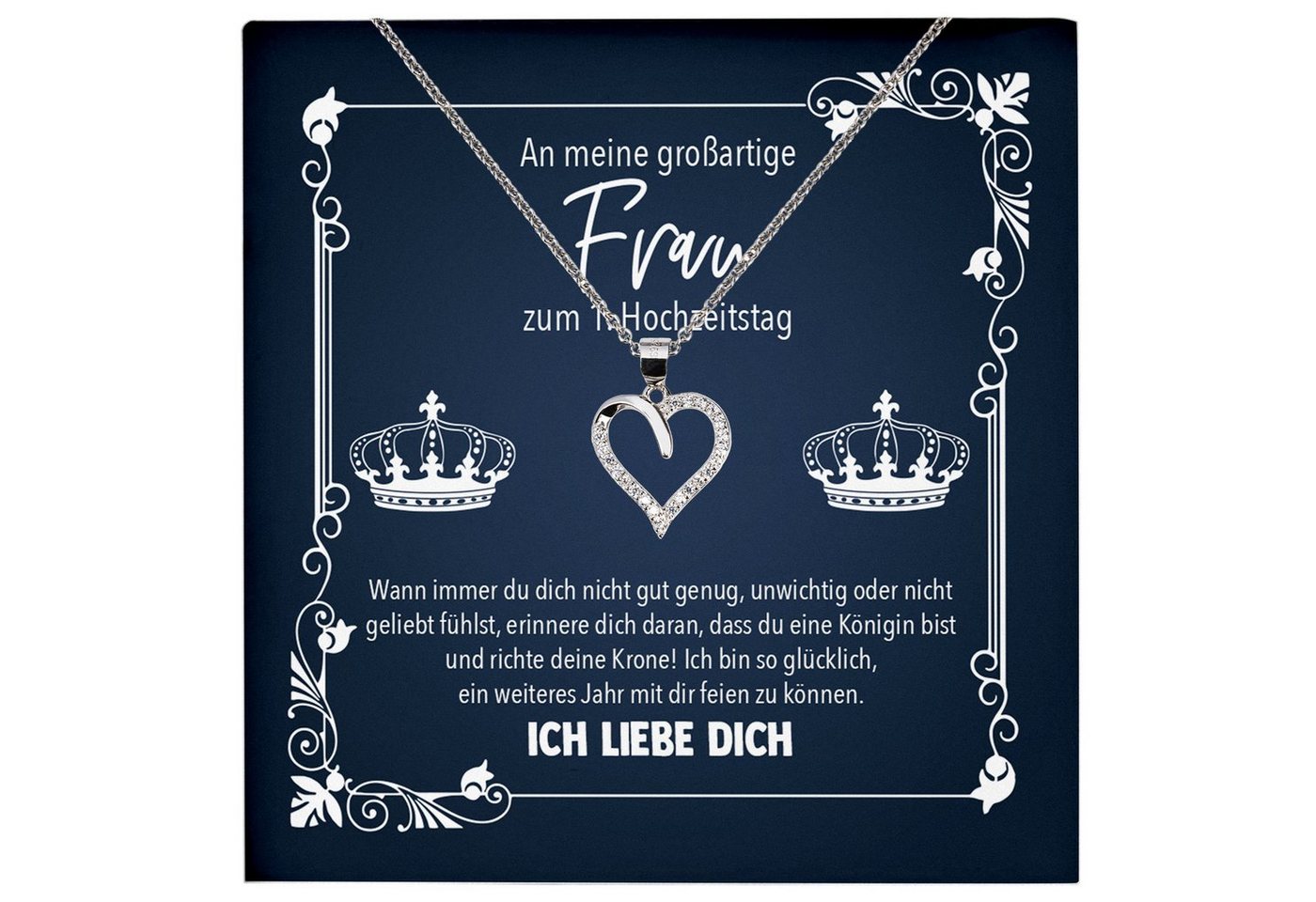 22Feels Schmuckset Erster Hochzeitstag Geschenk Ehefrau Schmuck Valentinstag Halskette, Echt-Silber 925/000, Karte Made In Germany von 22Feels