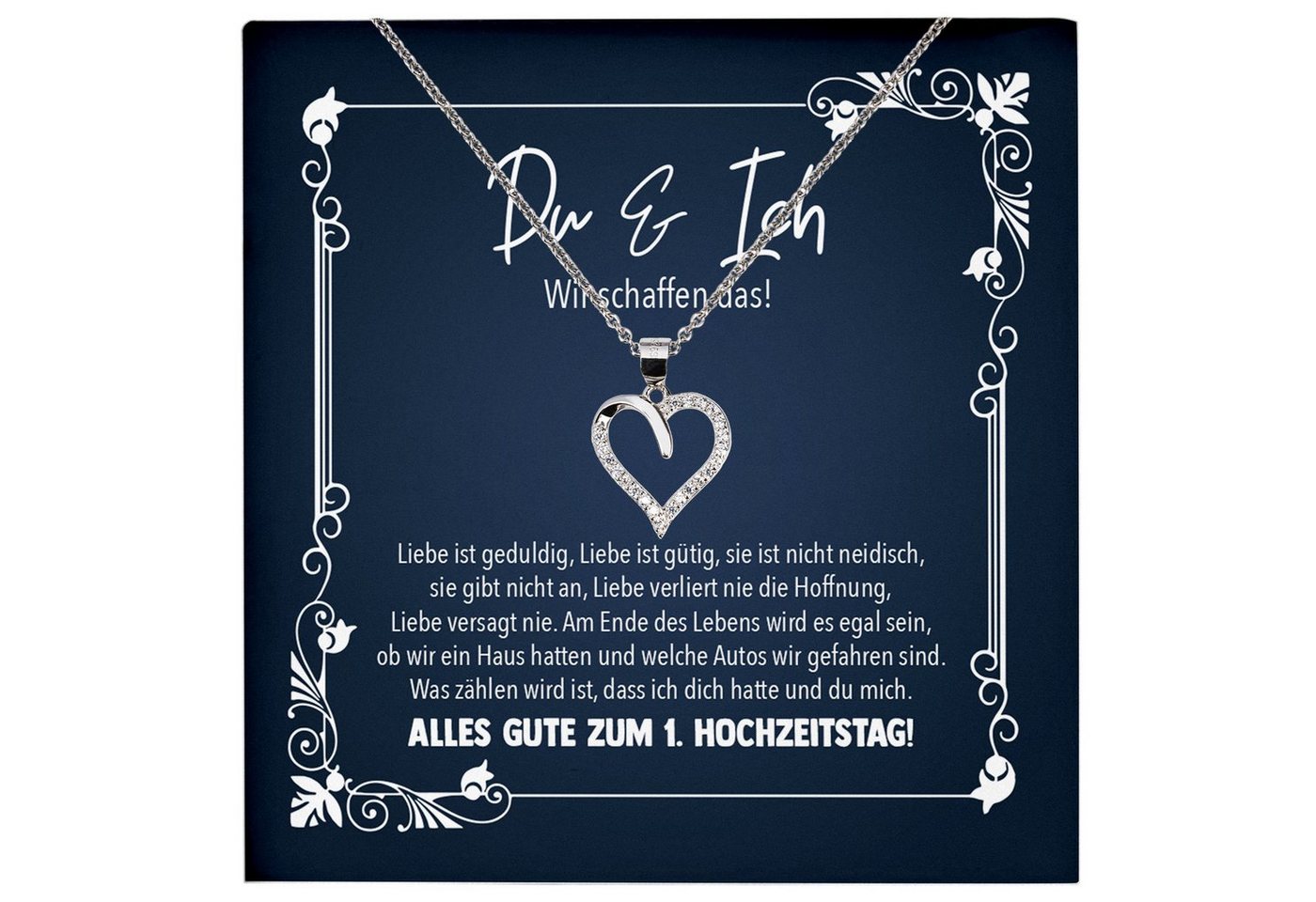 22Feels Schmuckset Erster Hochzeitstag Geschenk Ehefrau Schmuck Valentinstag Halskette, Echt-Silber 925/000, Karte Made In Germany von 22Feels