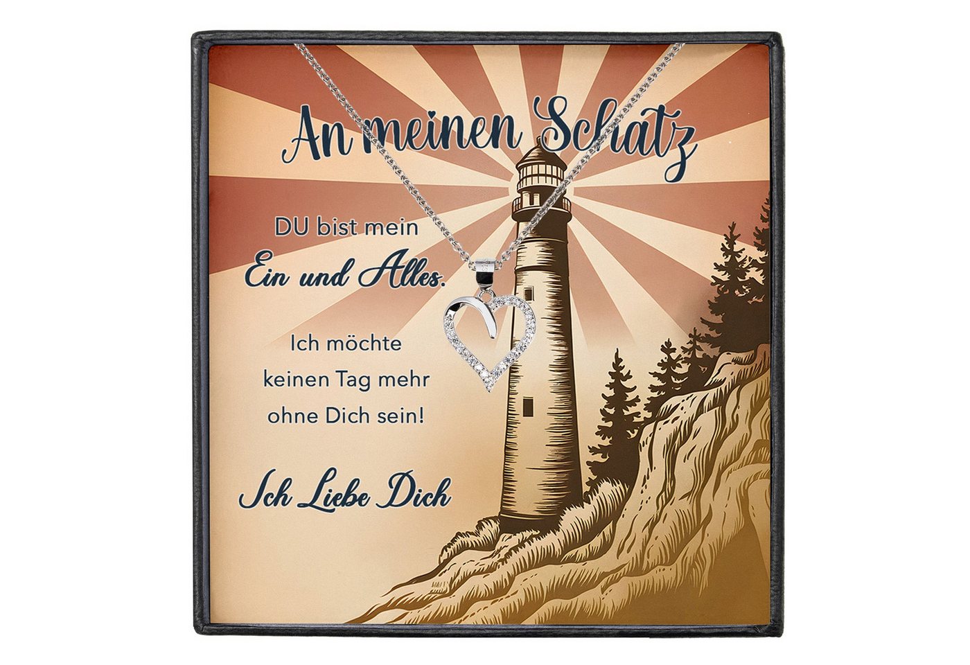 22Feels Schmuckset Frau Ich Liebe Dich Geschenk Schatz Jahrestag Herz Kette Hochzeitstag, Silber 925/000, Karte Made In Germany von 22Feels