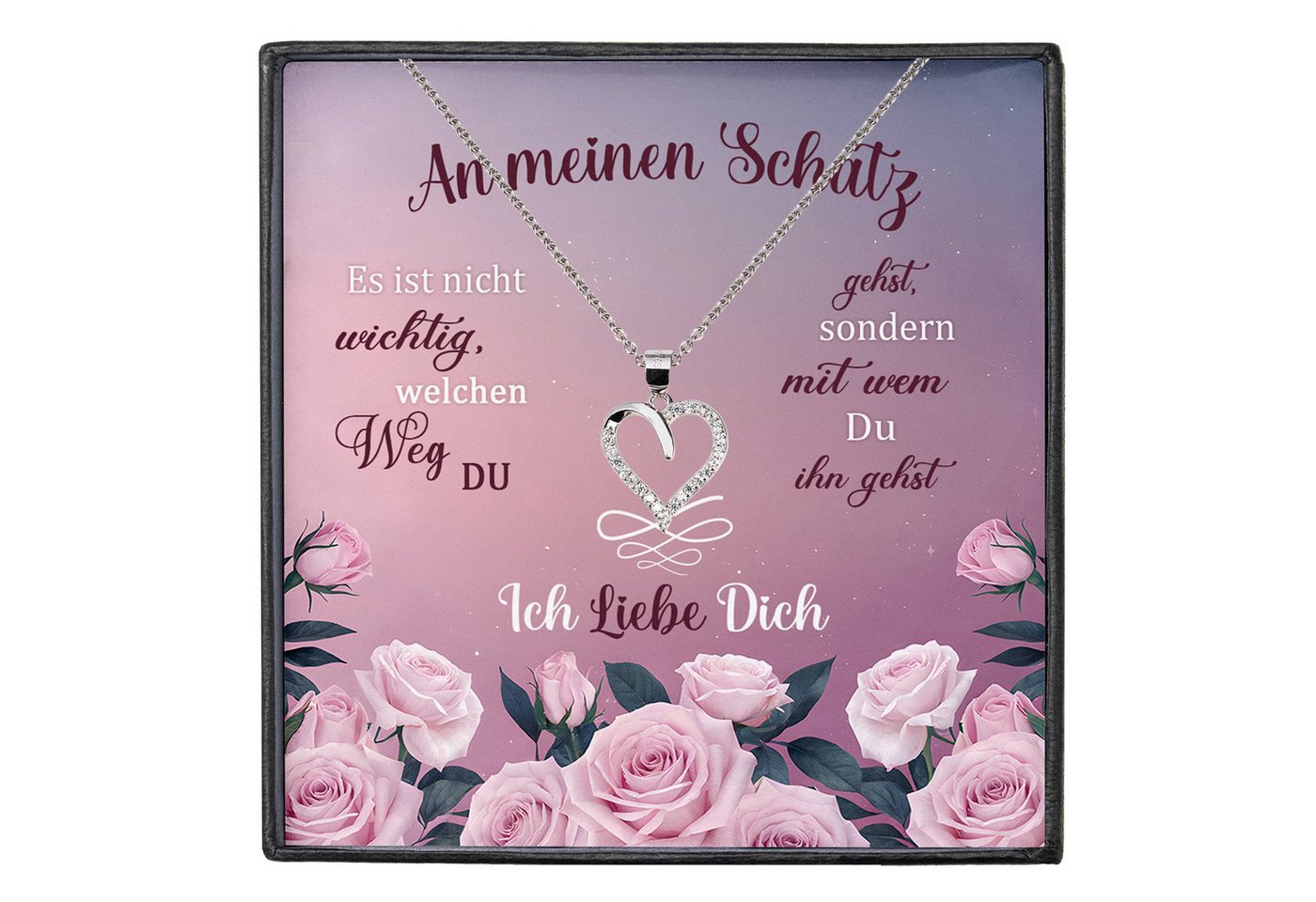 22Feels Schmuckset Frau Ich Liebe Dich Geschenk Schatz Jahrestag Herz Kette Hochzeitstag, Silber 925/000, Karte Made In Germany von 22Feels