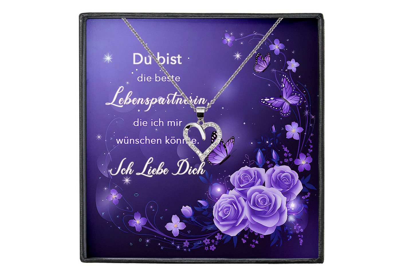 22Feels Schmuckset Frau Ich Liebe Dich Geschenk Schatz Jahrestag Herz Kette Hochzeitstag, Silber 925/000, Karte Made In Germany von 22Feels