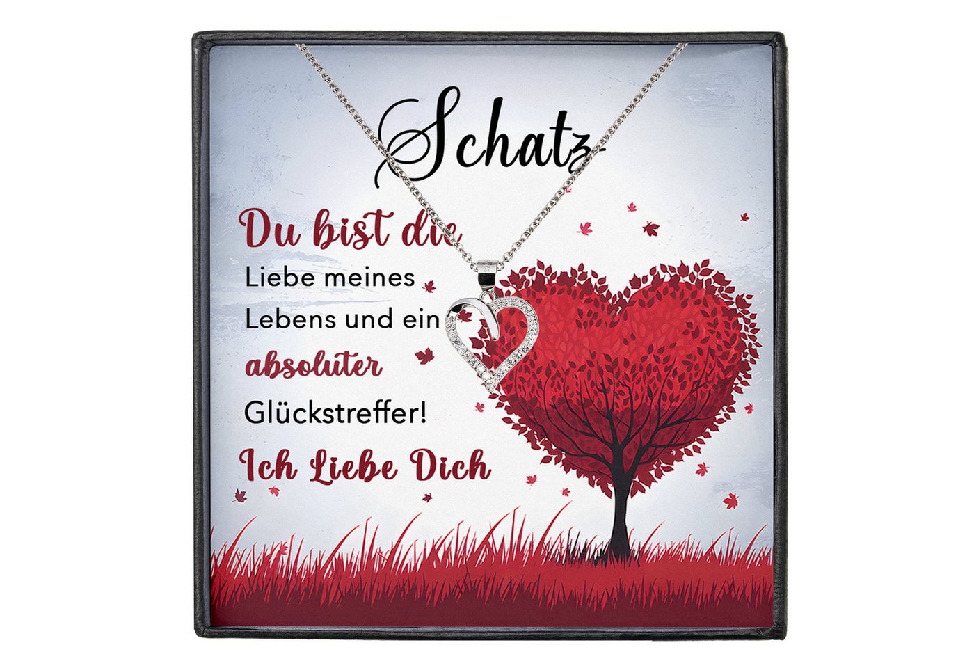 22Feels Schmuckset Frau Ich Liebe Dich Geschenk Schatz Jahrestag Herz Kette Hochzeitstag, Silber 925/000, Karte Made In Germany von 22Feels