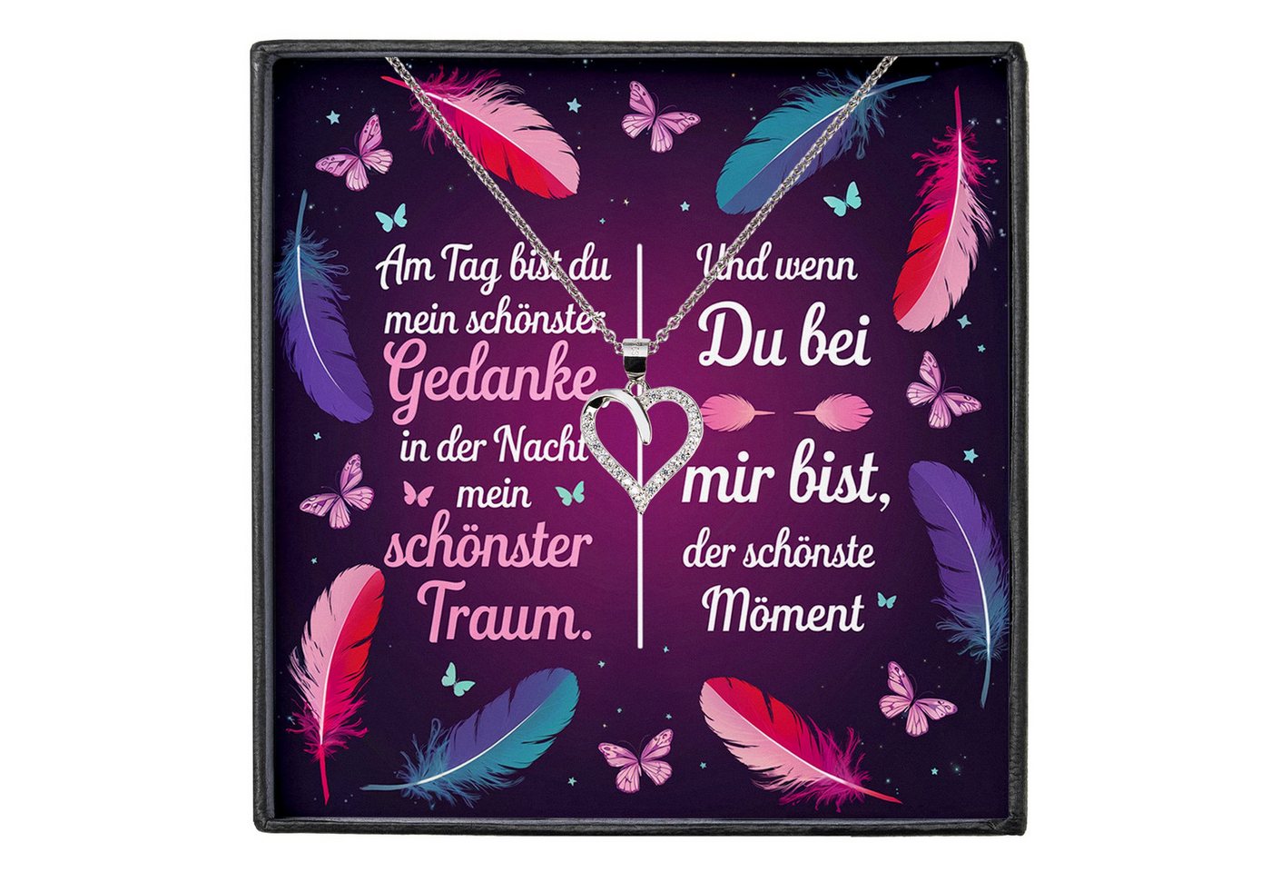 22Feels Schmuckset Frau Ich Liebe Dich Geschenk Schatz Jahrestag Herz Kette Hochzeitstag, Silber 925/000, Karte Made In Germany von 22Feels
