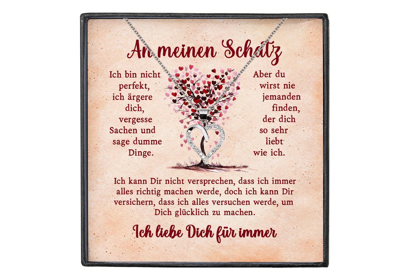 22Feels Schmuckset Frau Ich Liebe Dich Geschenk Schatz Jahrestag Herz Kette Hochzeitstag, Silber 925/000, Karte Made In Germany von 22Feels