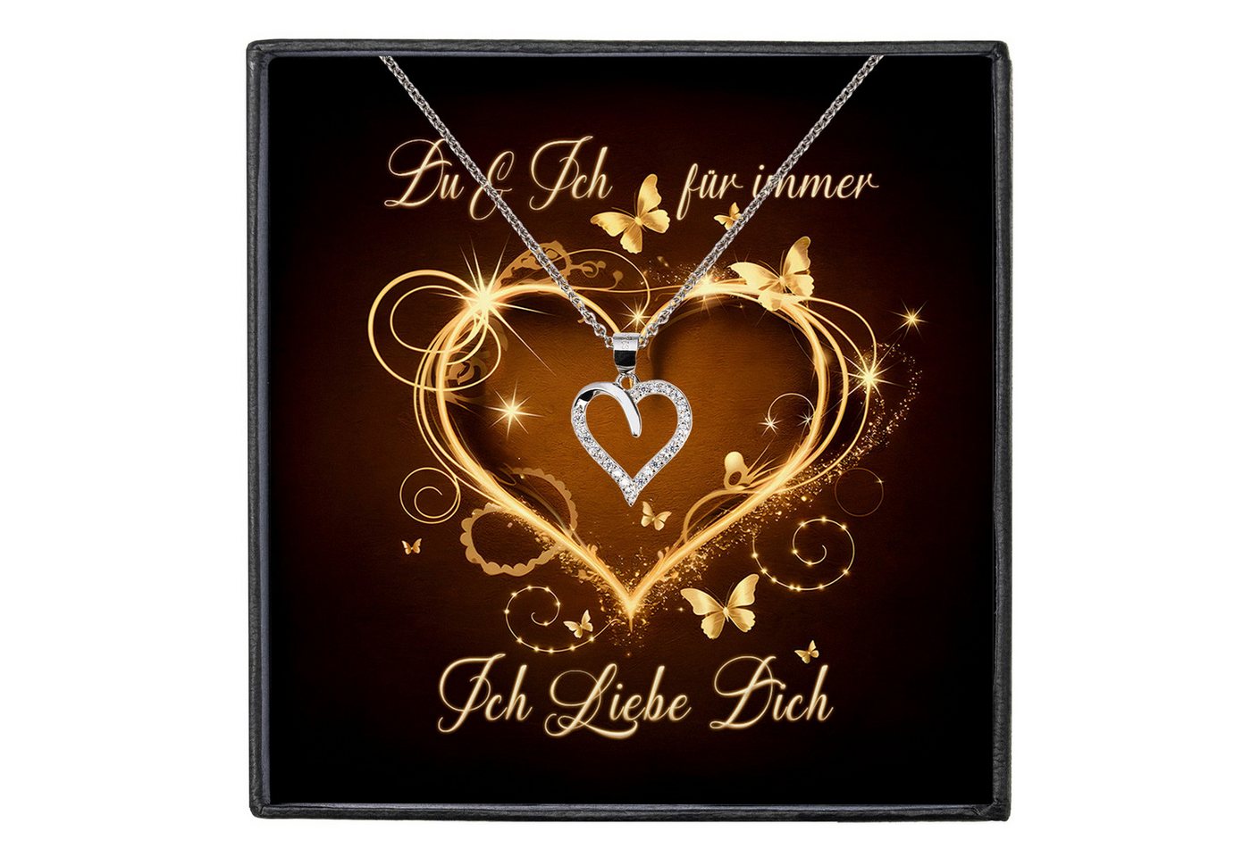 22Feels Schmuckset Frau Ich Liebe Dich Geschenk Schatz Jahrestag Herz Kette Hochzeitstag, Silber 925/000, Karte Made In Germany von 22Feels