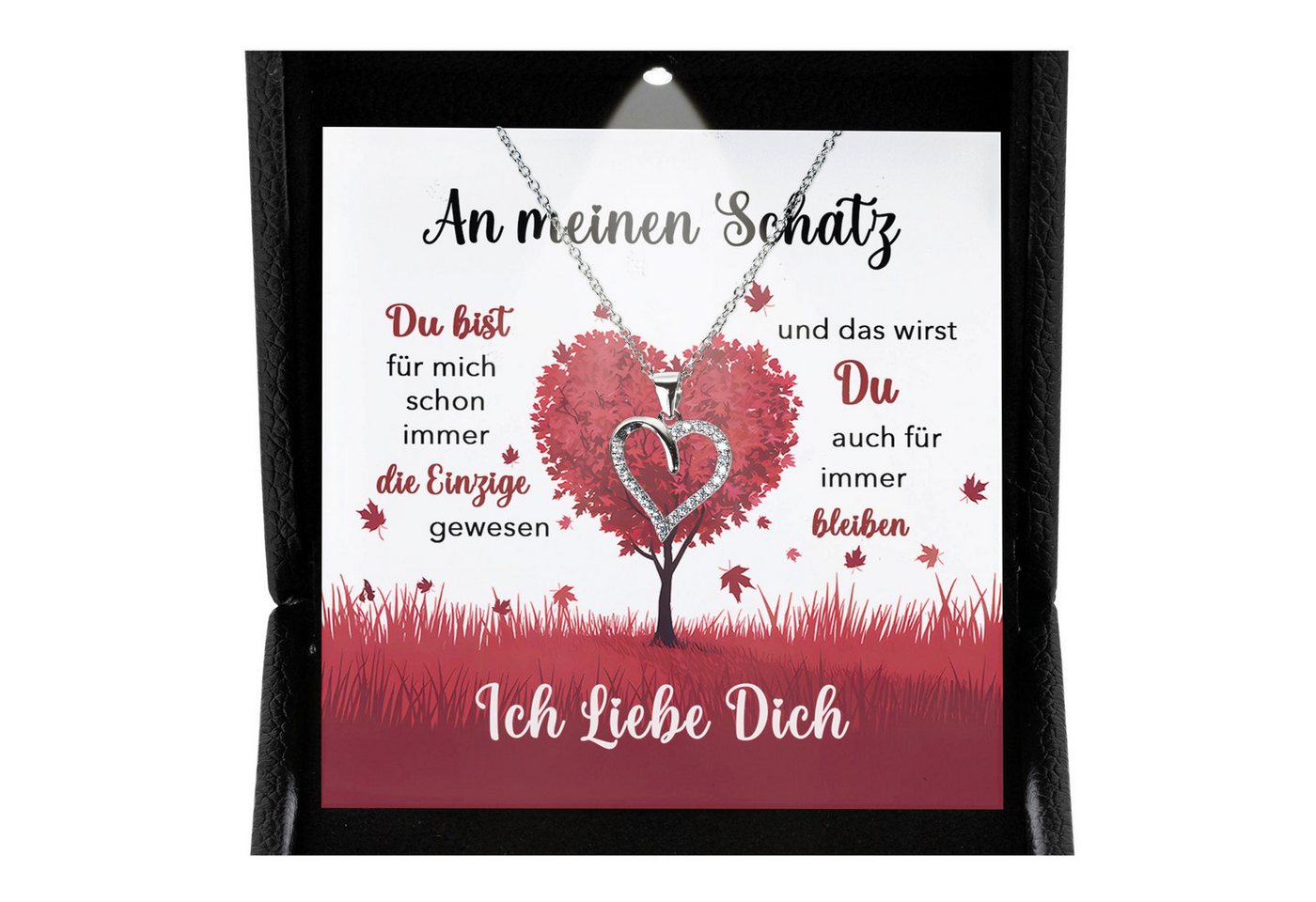 22Feels Schmuckset Frau Ich Liebe Dich Geschenk Schatz Jahrestag Herz Kette Hochzeitstag (inkl. Geschenktasche, Karte, Poliertuch, Beutel), Premium Licht Etui, Silber 925/000, Karte Made In Germany von 22Feels