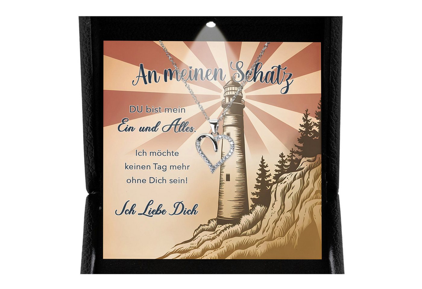22Feels Schmuckset Frau Ich Liebe Dich Geschenk Schatz Jahrestag Herz Kette Hochzeitstag (inkl. Geschenktasche, Karte, Poliertuch, Beutel), Premium Licht Etui, Silber 925/000, Karte Made In Germany von 22Feels