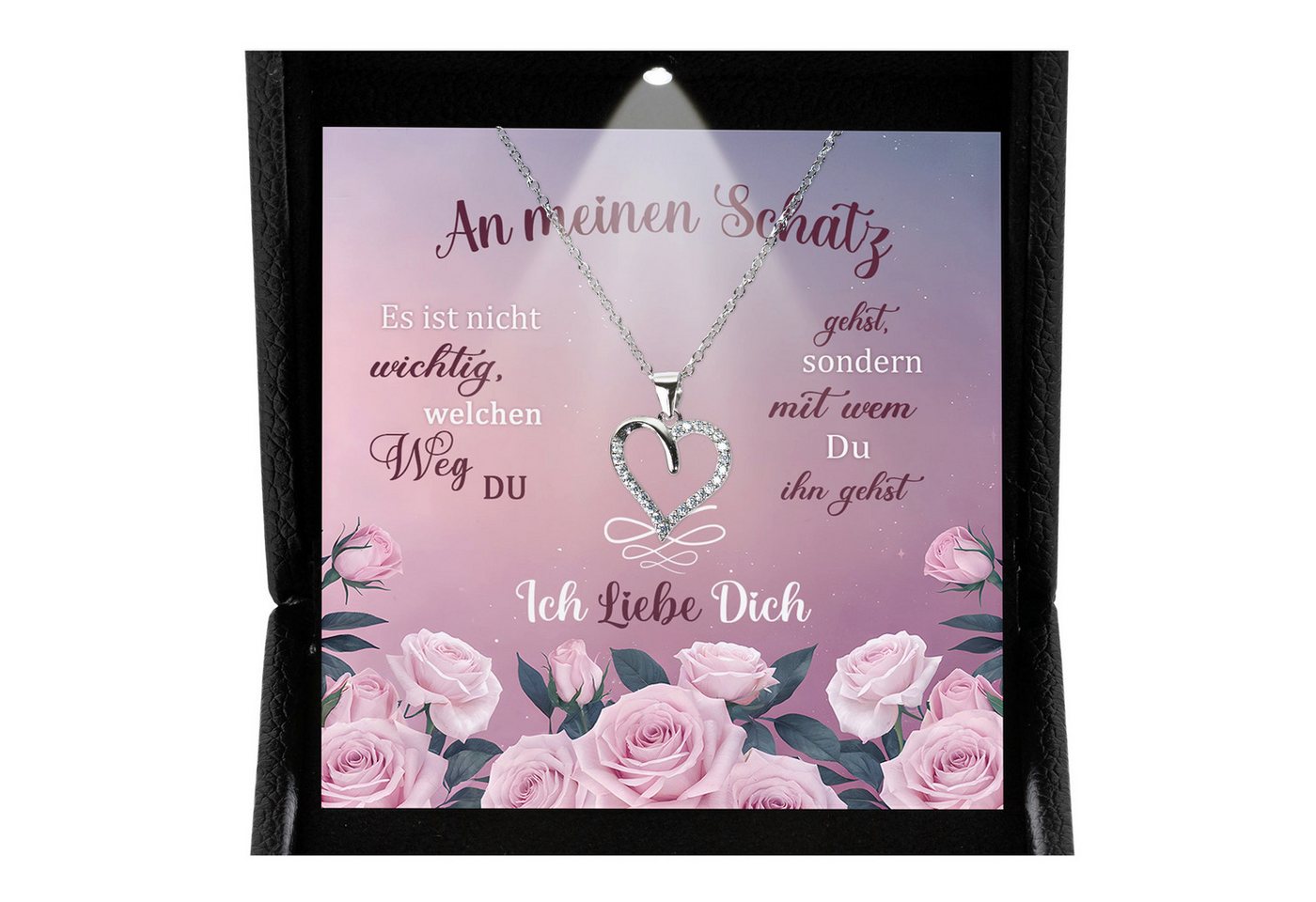 22Feels Schmuckset Frau Ich Liebe Dich Geschenk Schatz Jahrestag Herz Kette Hochzeitstag (inkl. Geschenktasche, Karte, Poliertuch, Beutel), Premium Licht Etui, Silber 925/000, Karte Made In Germany von 22Feels