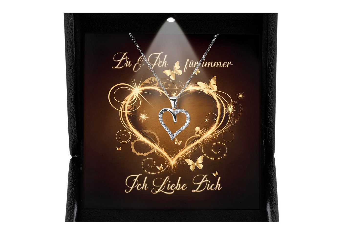 22Feels Schmuckset Frau Ich Liebe Dich Geschenk Schatz Jahrestag Herz Kette Hochzeitstag (inkl. Geschenktasche, Karte, Poliertuch, Beutel), Premium Licht Etui, Silber 925/000, Karte Made In Germany von 22Feels