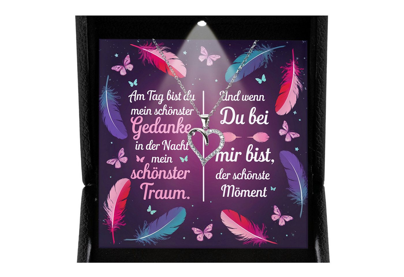 22Feels Schmuckset Frau Ich Liebe Dich Geschenk Schatz Jahrestag Herz Kette Hochzeitstag (inkl. Geschenktasche, Karte, Poliertuch, Beutel), Premium Licht Etui, Silber 925/000, Karte Made In Germany von 22Feels